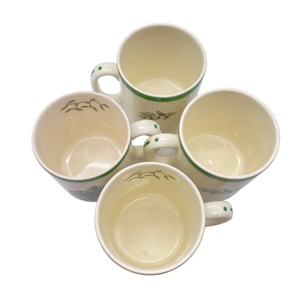 Spode Christmas Tree 8oz coffee‎ mug set of four ceramic 3 7/8